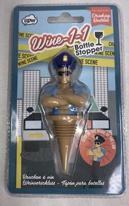 NPW Wine-1-1 Bottle Stopper Police Officer Hunky Cop Drinking Blue SXM1 - Picture 1 of 4