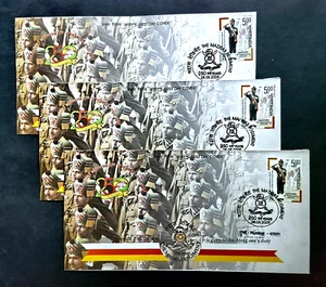 India "MILITARY ~ 250 YEARS THE MADRAS REGIMENT" 3 FDC First Day Covers 2009 - Picture 1 of 9