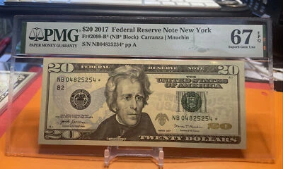 WOW. ⭐️$20 2017 1 NB/* BLOCK (w) ( NEW YORK ”B” )GEM UNCIRCULATED STAR 67 EPQ - Image 1 of 4