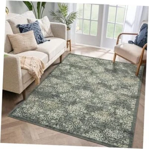 Large Throw Rugs for Living Room 10x13, Vintage Washable Rugs 10' x 13' Olive - Picture 1 of 8