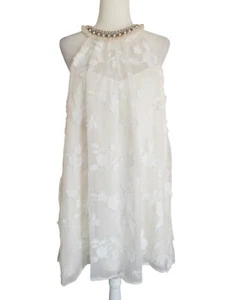 Badgley Mischka Embroidered Halter Wedding Dress - Ivory Sleeveless Gown With Fl - Picture 1 of 14