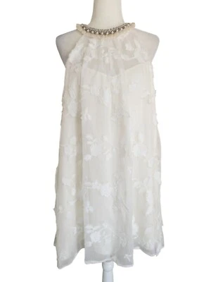 Badgley Mischka Embroidered Halter Wedding Dress - Ivory Sleeveless Gown With Fl - Image 1 of 4