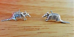 Sterling Silver Small 7x17mm Armadillo Stud Posts Earrings! - Picture 1 of 5