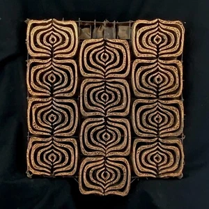 Sello de cobre Tjap Cap Chop artesanal batik mármol rayas 8" x 9" hecho a mano - Imagen 1 de 2