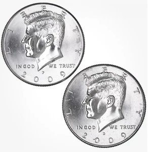Moneda de medio dólar P&D Kennedy 2009 2 monedas como nueva sin circular con volteretas de moneda - Imagen 1 de 11