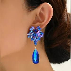 Elegante Ohrringe Glas Natur Blau - Bild 1 von 2