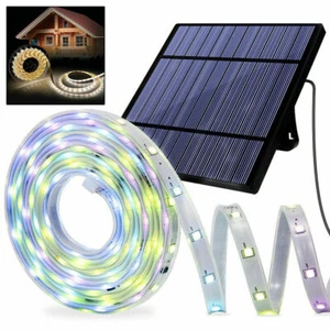 5M 150LED Solar Lights Strip RGB 2835 Flexible Tape Outdoor Garden Decor Lamp UK - Picture 1 of 17