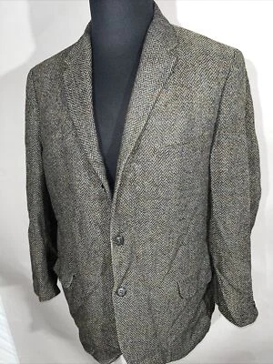 Casaco esportivo Harris tweed vintage masculino lã três botões jaqueta blazer bolsos - Imagem 1 de 4