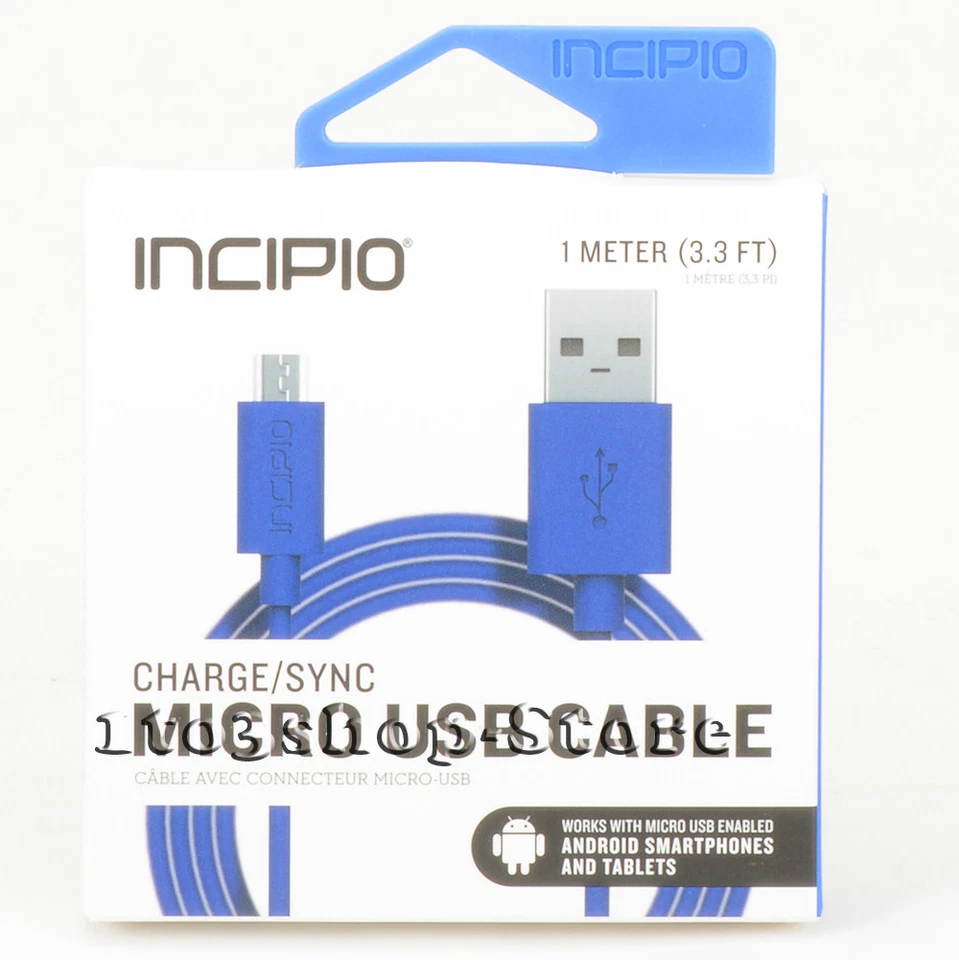 2x Incipio Micro USB Charger Cable for Samsung LG Android Smartphone Tablet Blue - Image 1 of 3
