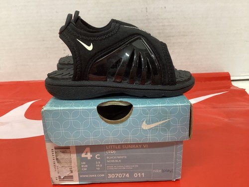 Sandalo Nike Little Sunray VI bambino taglia 4 nero 307074 011 vintage mai indossato