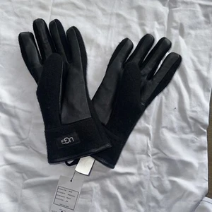 UGG Herren Schwarz Strick Wolle/Leder Tech Handschuhe LARGE L - Bild 1 von 9