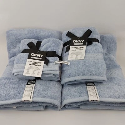 Set of 8 DKNY 2 Bath Towels & 2 Hand Towels & 4 Washcloths Solid Blue, NWT - Image 1 of 4