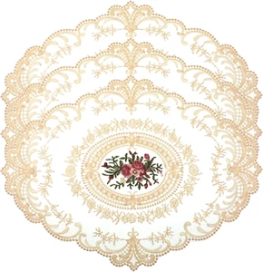 3 Stück 17 x 13 Zoll Bestickt Exquisite Spitze Tischsets Beige Retro Spitze Tischsets - Bild 1 von 7