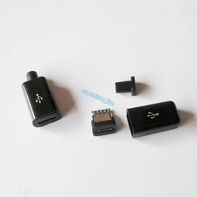 2Set Micro USB 5 Pin Female 3-Piece One Set Solder Connector Black Cover For DIY - Image 1 of 4