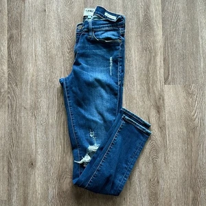 Jeans FRAME Denim Le Skinny De Jeanne effetto invecchiato lavaggio scuro taglia 29 - Foto 1 di 6