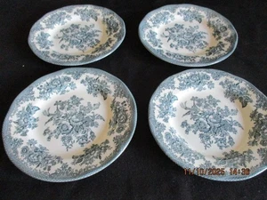Enoch Wedgwood Tunstall piatti asiatici fagiani teal x 4 - Foto 1 di 3