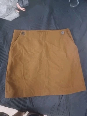 Falda Cynthia Rowley Marrón Mujer Talla 10 Mezcla de Lana Recta y Lápiz Bolsillo ar44 Foto 1 de 4