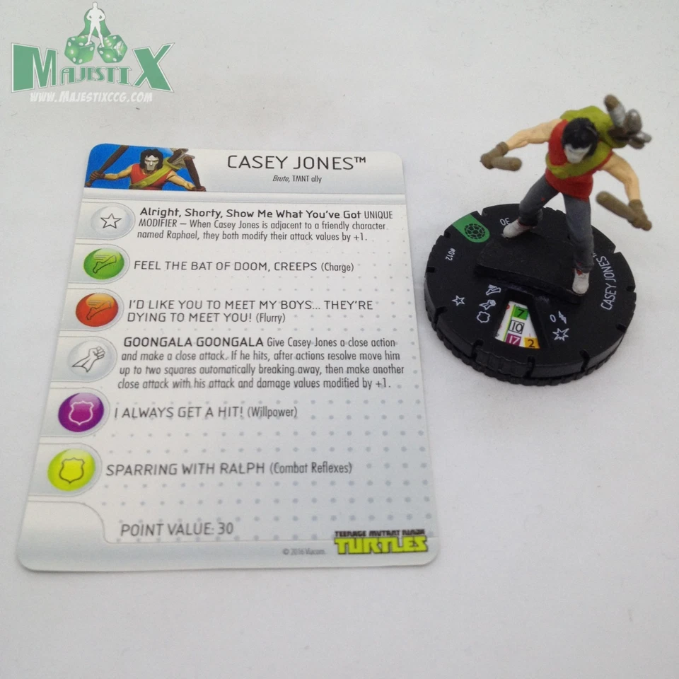 Heroclix Teenage Mutant Ninja Turtles Serie 1 Casey Jones #012 ¡Poco común con tarjeta! Foto 1 de 1