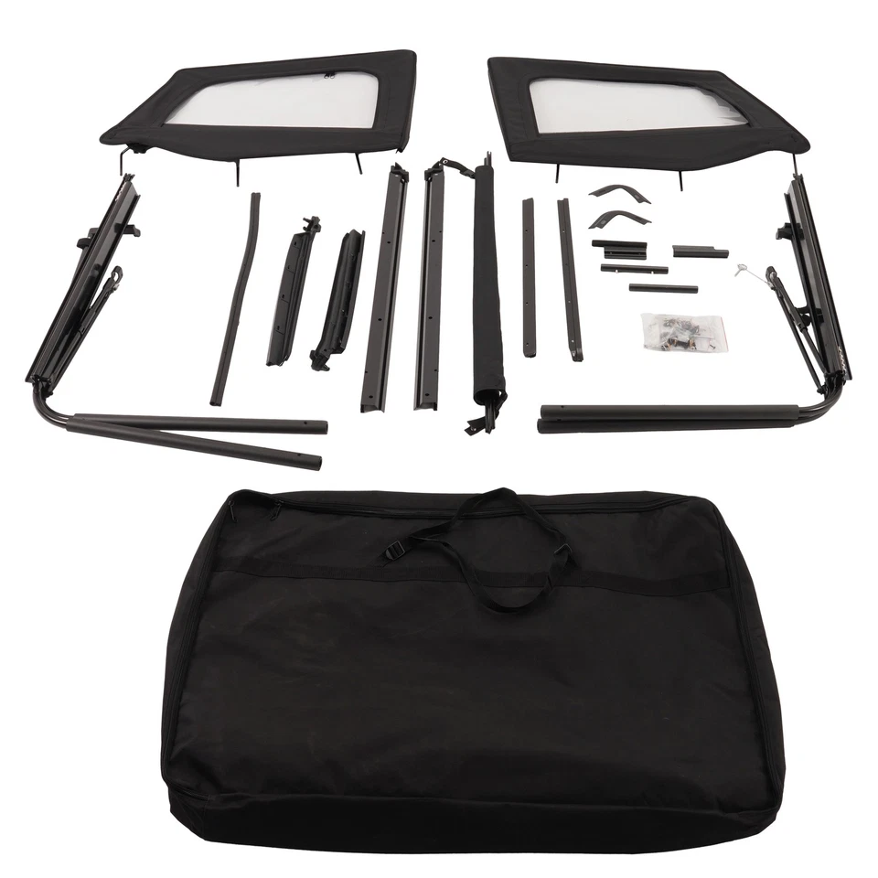 Fits 87-95 Jeep Wrangler YJ Soft Top Kit Front Upper Half Doors w/Tinted Windows - Image 1 of 4