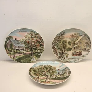 Currier and Ives Plate Set American Homestead Spring Autumn Winter 6.5" - Picture 1 of 8