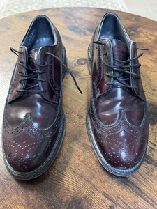 Used SHELL CORDOVAN | FLORSHEIM IMPERIAL 8 1/2 d BURGUNDY LONGWING Tip Vintage - Picture 1 of 13