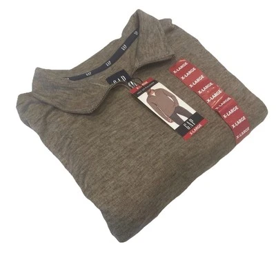 Gap Men’s XL Beige 1/4 Zip pullover Sweater NWT Chinchilla Brown  - Image 1 of 4