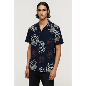 ALLSAINTS schwarz weiß Blumenmuster Hyogo Kurzarm Knopfleiste Hemd Oberteil Herren Größe XS - Bild 1 von 10