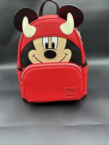 Loungefly Mickey Mouse Halloween Devil Mickey Mini-Backpack Glow In Dark NWT - Picture 1 of 9