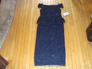 ADRIANNA PAPELL LADIE'S NAVY BLUE EVENING DRESS WITH LINING SIZE 14 BNWT! - Picture 1 of 13