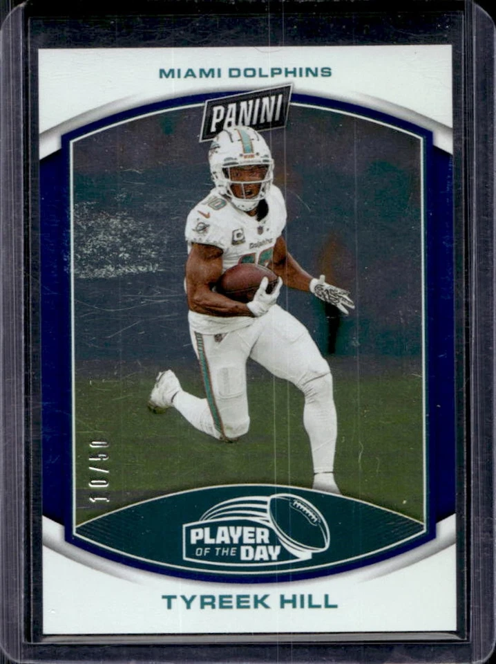 2023 Panini NFL Player of the Day Tyreek Hill Blue #/50 Dolphins - Image 1 of 2