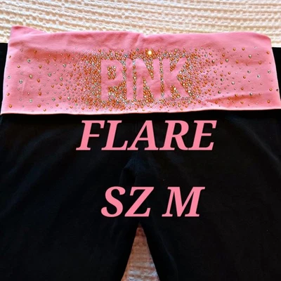 2011 Victoria's Secret PINK Bling Foldover Flare Leggings Yoga Pants Sz M - Image 1 of 4