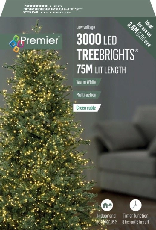 Premier 3000 LED Multi-Action TreeBrights Christmas Tree Lights with Timer - Image 1 of 1