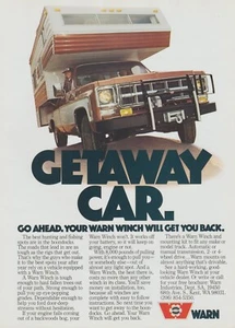 Warn Winches 1978 - camioneta Chevy con cámper - "coche de escapada" - foto publicitaria impresa - Imagen 1 de 1
