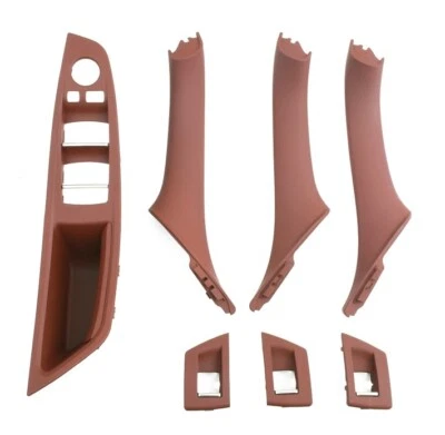 Red Brown Inner Door Panel Handle Pull Trim Cover Set for BMW 5 Series F10 F11 Foto 1 de 4