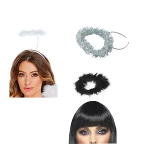 Angel Halo Silver Tinsel White Black All Kinds Xmas Fancy Dress - Picture 1 of 4