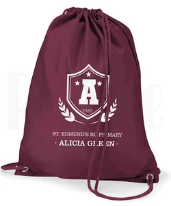 Bolsa de natación personalizada con cordón 'School Crest' - Muchos colores disponibles - Imagen 1 de 8