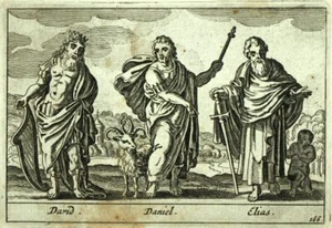 1700 Gravur Antik Testament Israel Jüdisches Prophete David Daniel Und Elie - Bild 1 von 2