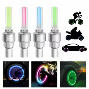 LED Flash Light Valve Stem Cap For Car Bicycle Bike Wheel Tire Valve Dust Caps - Picture 1 of 9
