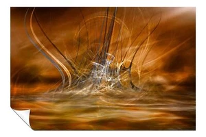 Abstract Golden Flames & Water Splash Artistic Poster Wall Art Home Decor - Picture 1 of 4