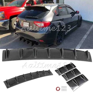For Subaru Legacy Impreza 2000-21 Rear Bumper Diffuser 7 Fin Spoiler Lip Carbon - Foto 1 di 13