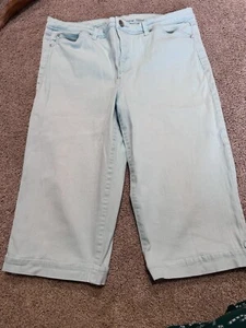 GLORIA VANDERBILT Skimmer Mint Green STRETCH JEANS PANTS SIZE 14 Capri - Picture 1 of 7