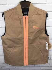 Vans Mens Size Small Sleeveless ZIp up Vest Brown And Orange 0a7rv9 - Picture 1 of 6