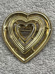 Trifari Brooch Pin Hearts in Hearts Gold color see pics - Picture 1 of 11