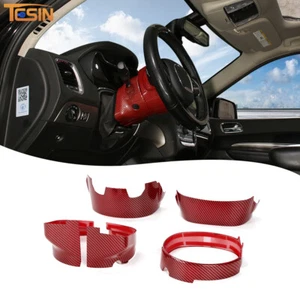 Kits de molduras de cubierta de base de volante de carbono rojo para Dodge Challenger Durango 15+ - Imagen 1 de 12