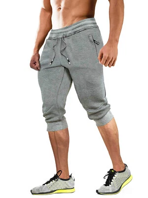 Pantalones cortos capri 3/4 debajo de la rodilla para hombre gimnasio entrenamiento culturismo correr deportes Foto 1 de 4