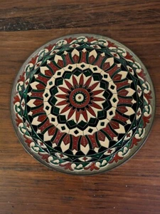 Vintage SMALTOTEX Bronze AA Enamel Inlay Plate 7 3/8 Diameter 15 oz. - Picture 1 of 4