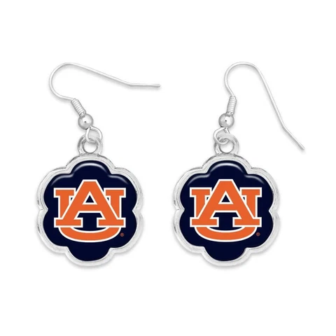 Auburn Tigers Hazel Silver Blue Orange Flower Wire Earrings Jewelry Gift AU Cover