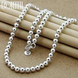 DOTEFFIL 925 Sterling Silver 6mm Smooth Beads Ball Chain Necklace Jewelry - Bild 1 von 5