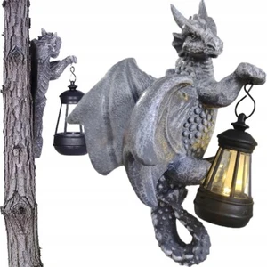 Drachen Deko mit Solar Laterne Gartenfiguren für Außen Gartendeko mit Solarlampe - Bild 1 von 12