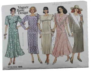 Abito Misses Vogue modello cucito 1846 taglia 8-10-12 stile anni 80 spalline UNC - Foto 1 di 5